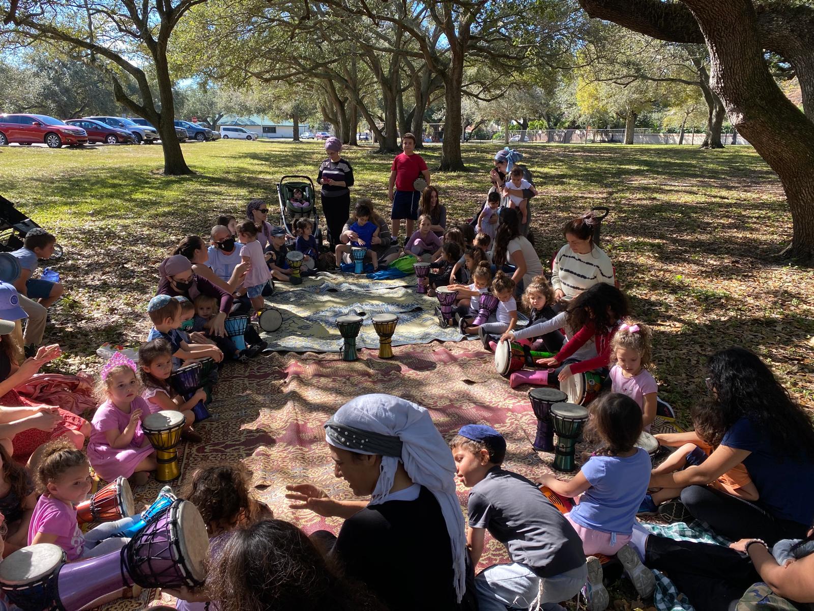 Interactive drum circle for team-building and community events
